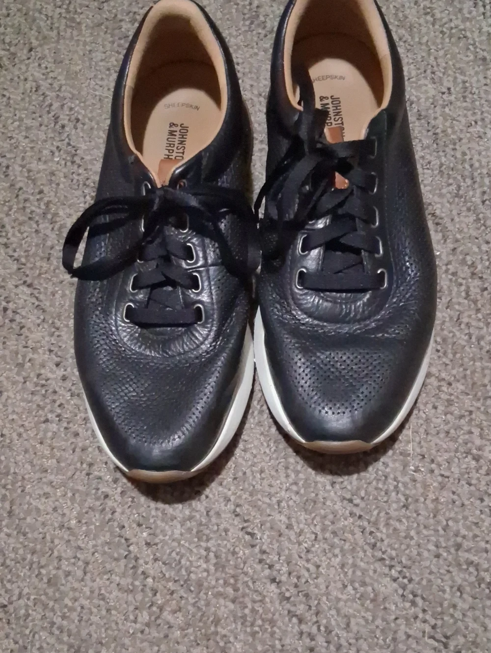 Johnston & Murphy Black Leather Sneakers with White Soles